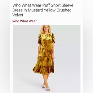 1X- Who What Wear mustard yellow crushed velvet midi dress NWOT